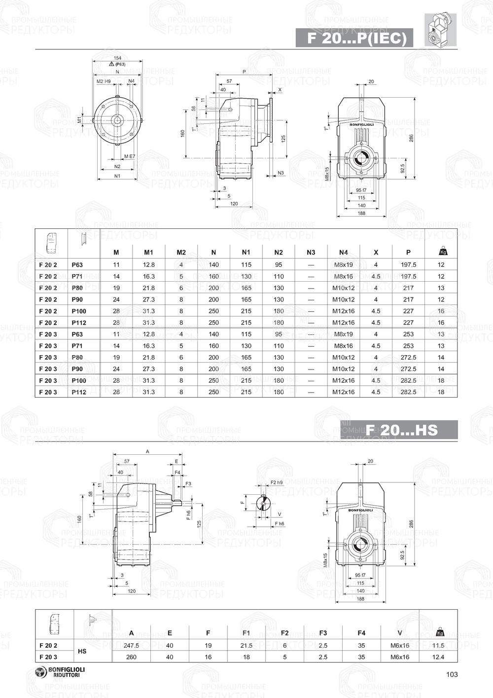 Мотор-редуктор Bonfiglioli F 20 Bonfiglioli F 20
